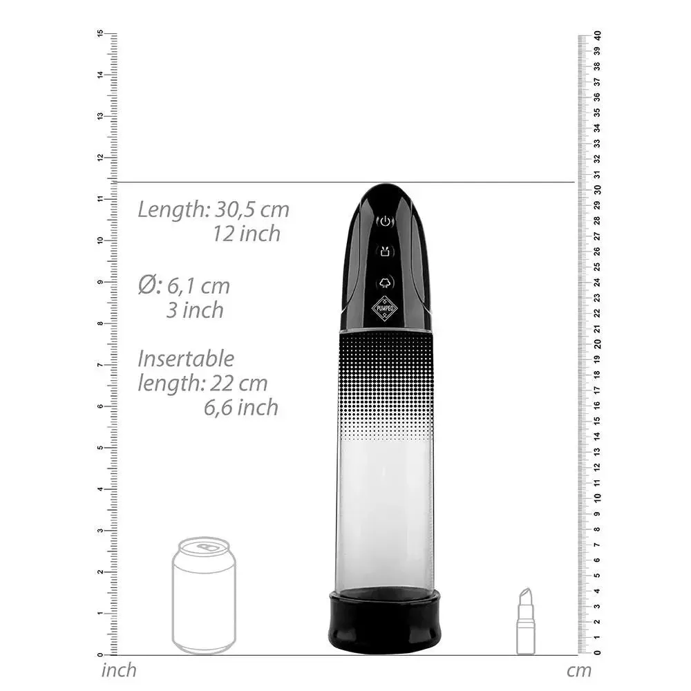 12-inch Shots Silicone Black Automatic Rechargeable Penis Pump