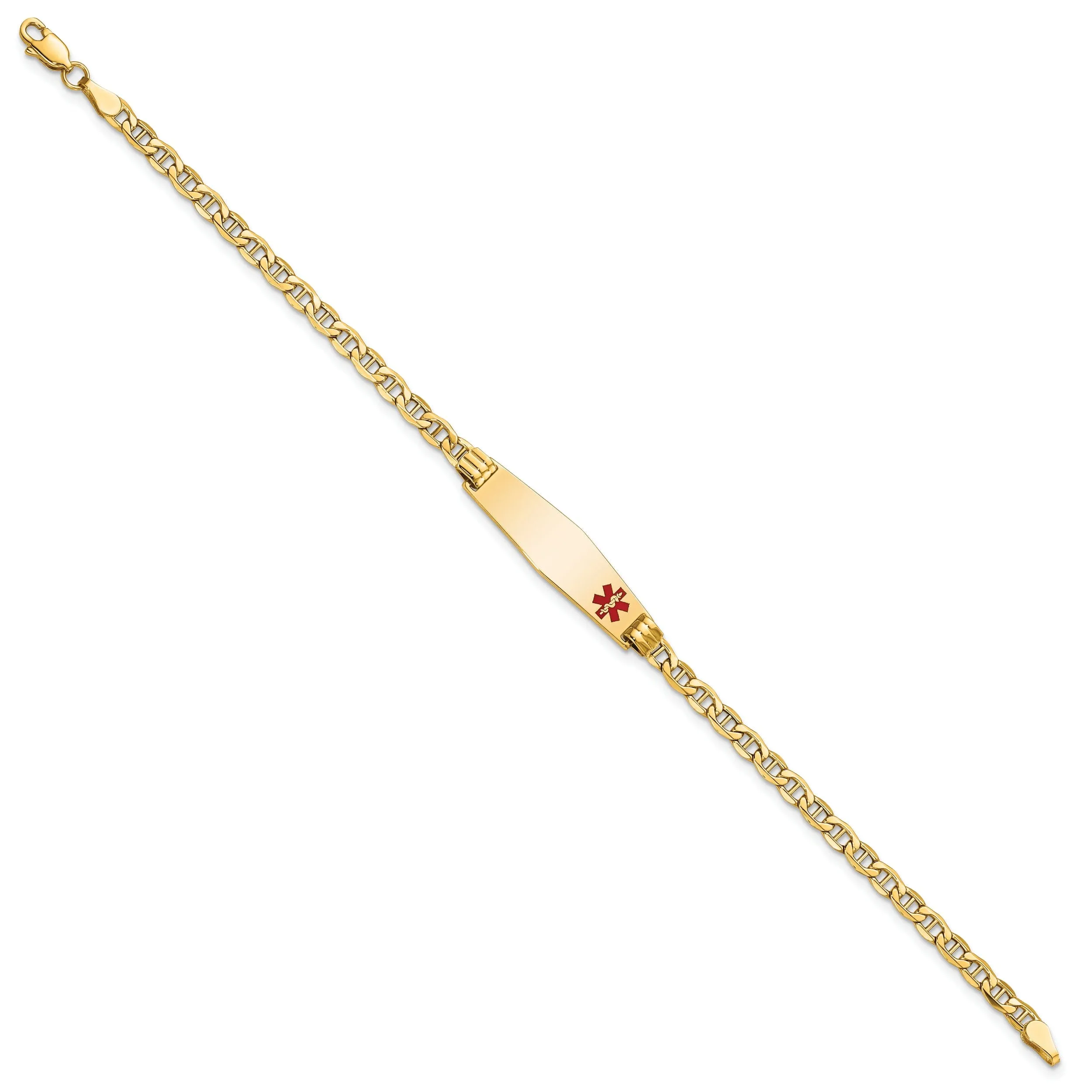 14K Yellow Gold Anchor Link Medical ID Bracelet