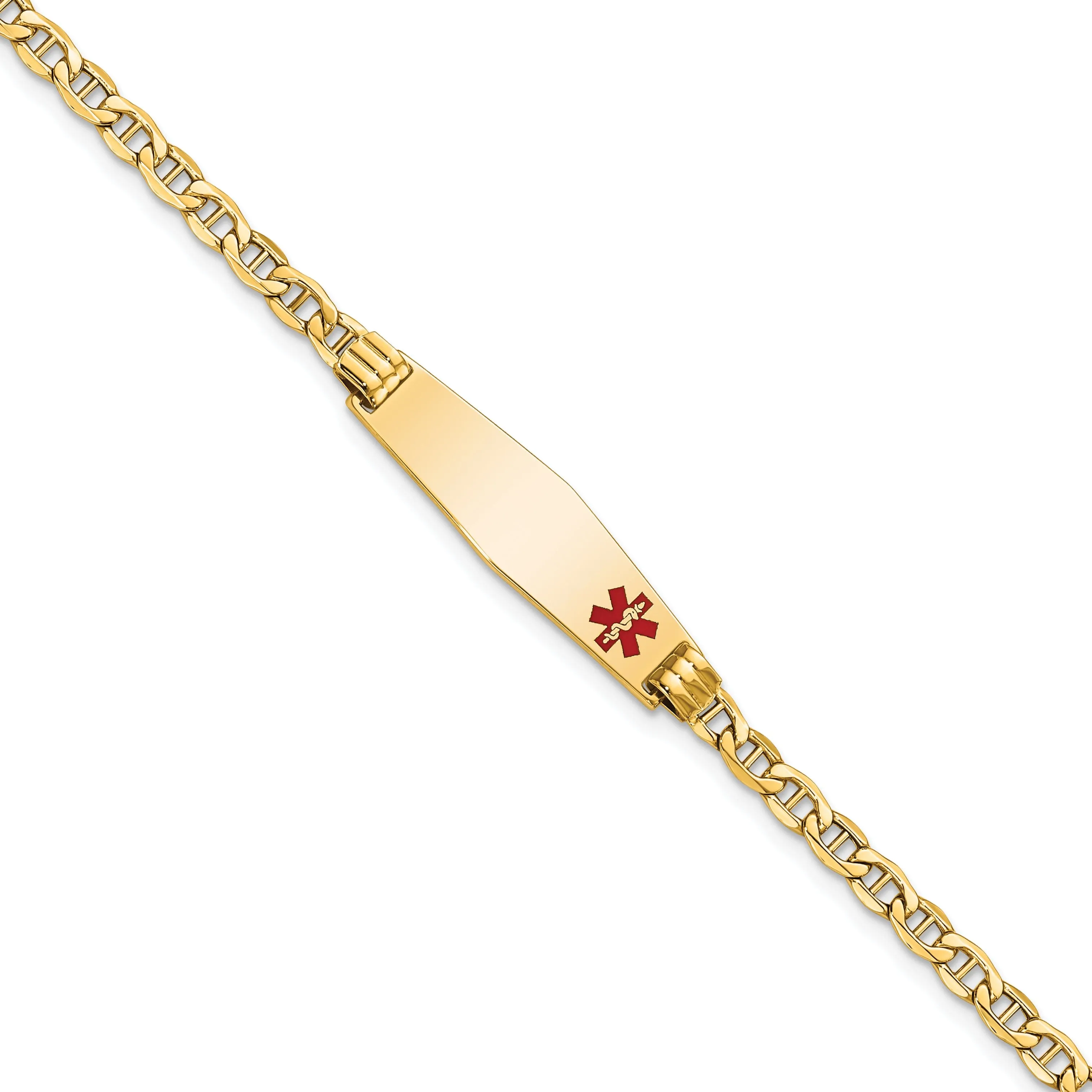 14K Yellow Gold Anchor Link Medical ID Bracelet