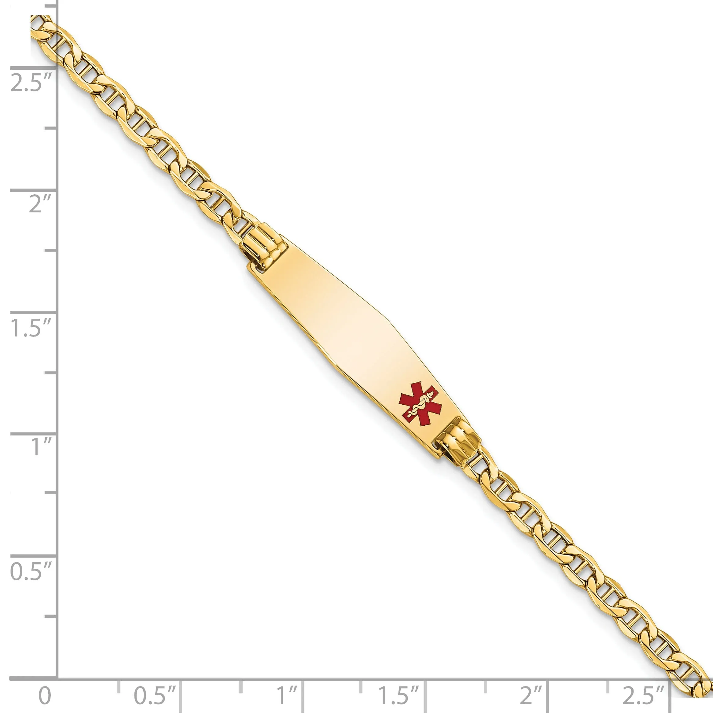 14K Yellow Gold Anchor Link Medical ID Bracelet