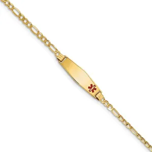 14K Yellow Gold Figaro Link Medical ID Bracelet
