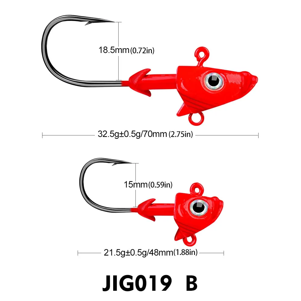 1PCS Jig Head Soft Lure Hooks 21.5g-32.5g Jigging realistic 3d eye Fishhooks second concection