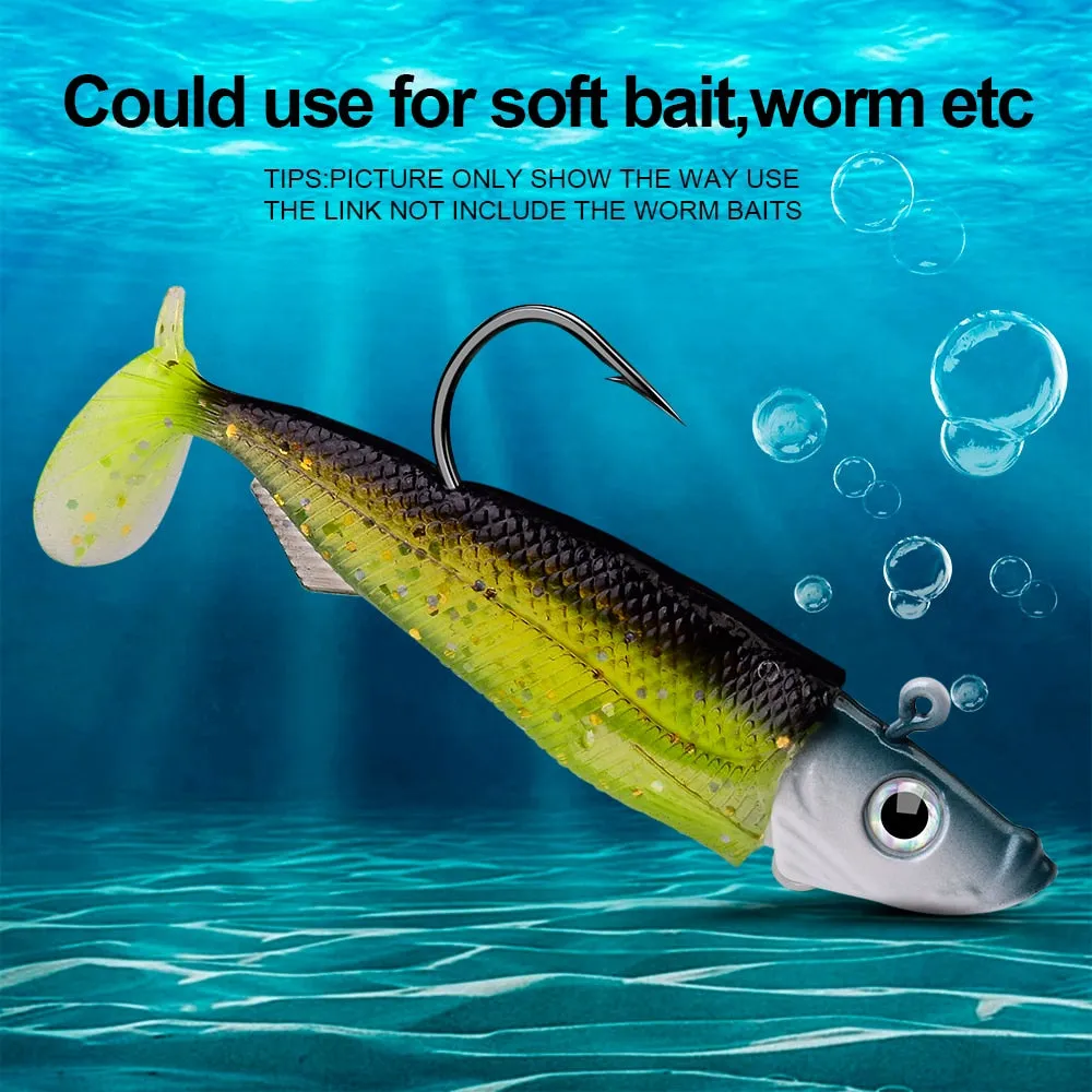 1PCS Jig Head Soft Lure Hooks 21.5g-32.5g Jigging realistic 3d eye Fishhooks second concection