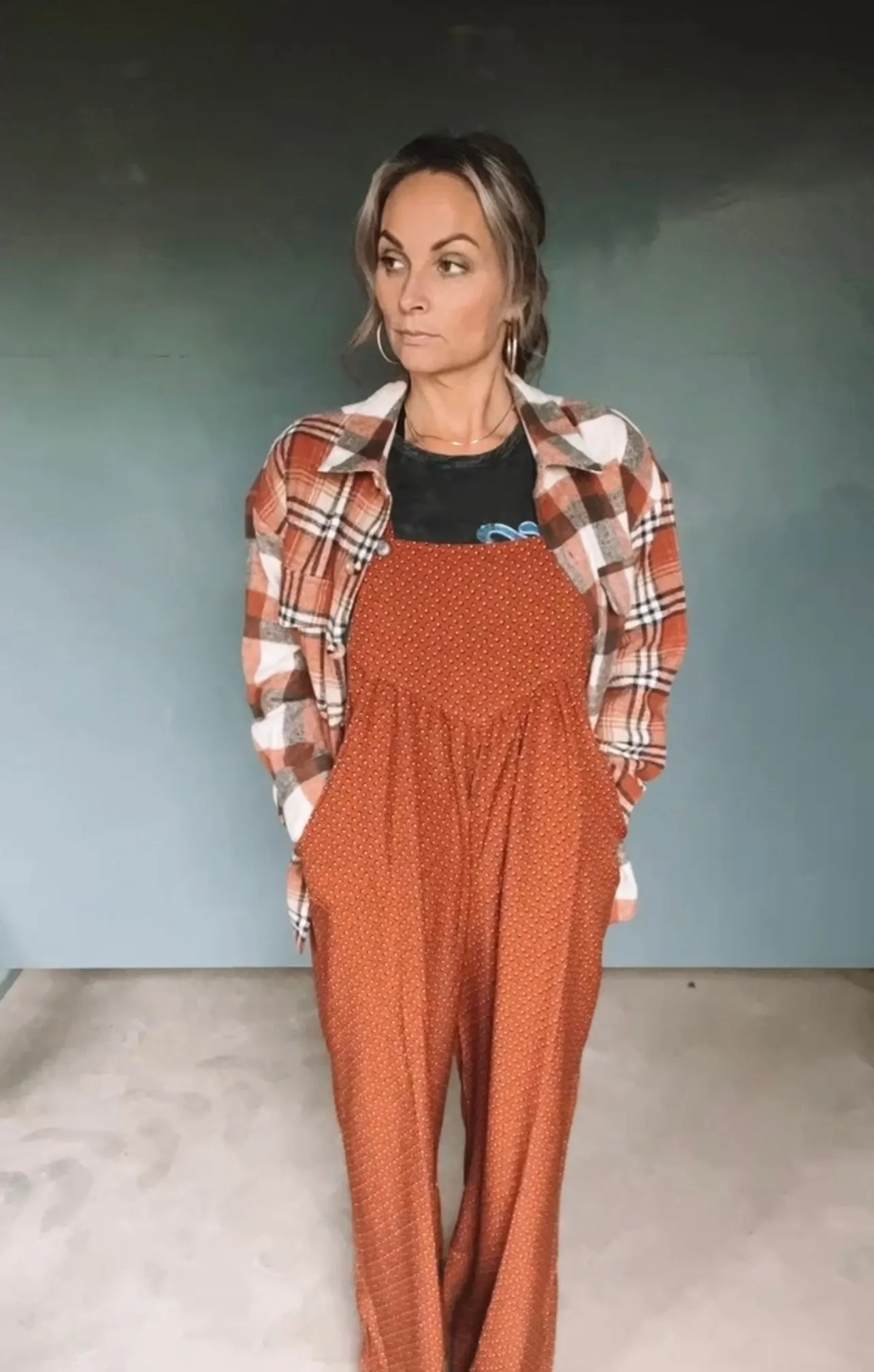 4231 RUST PRINT JUMPSUIT