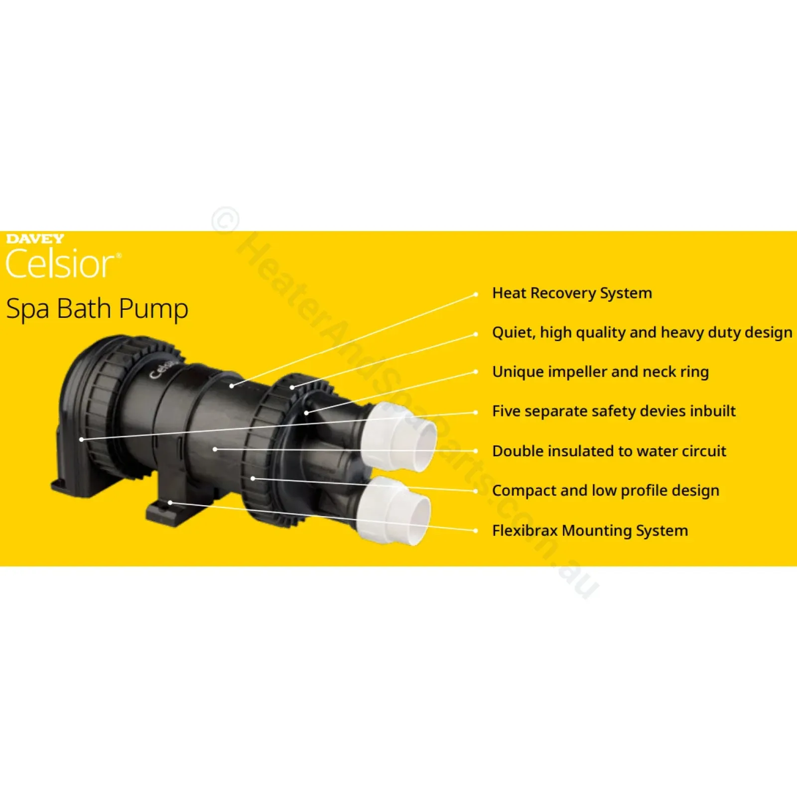 .93HP Davey Celsior Spa Bath Pumps - C200TB - heated - needs touchpad
