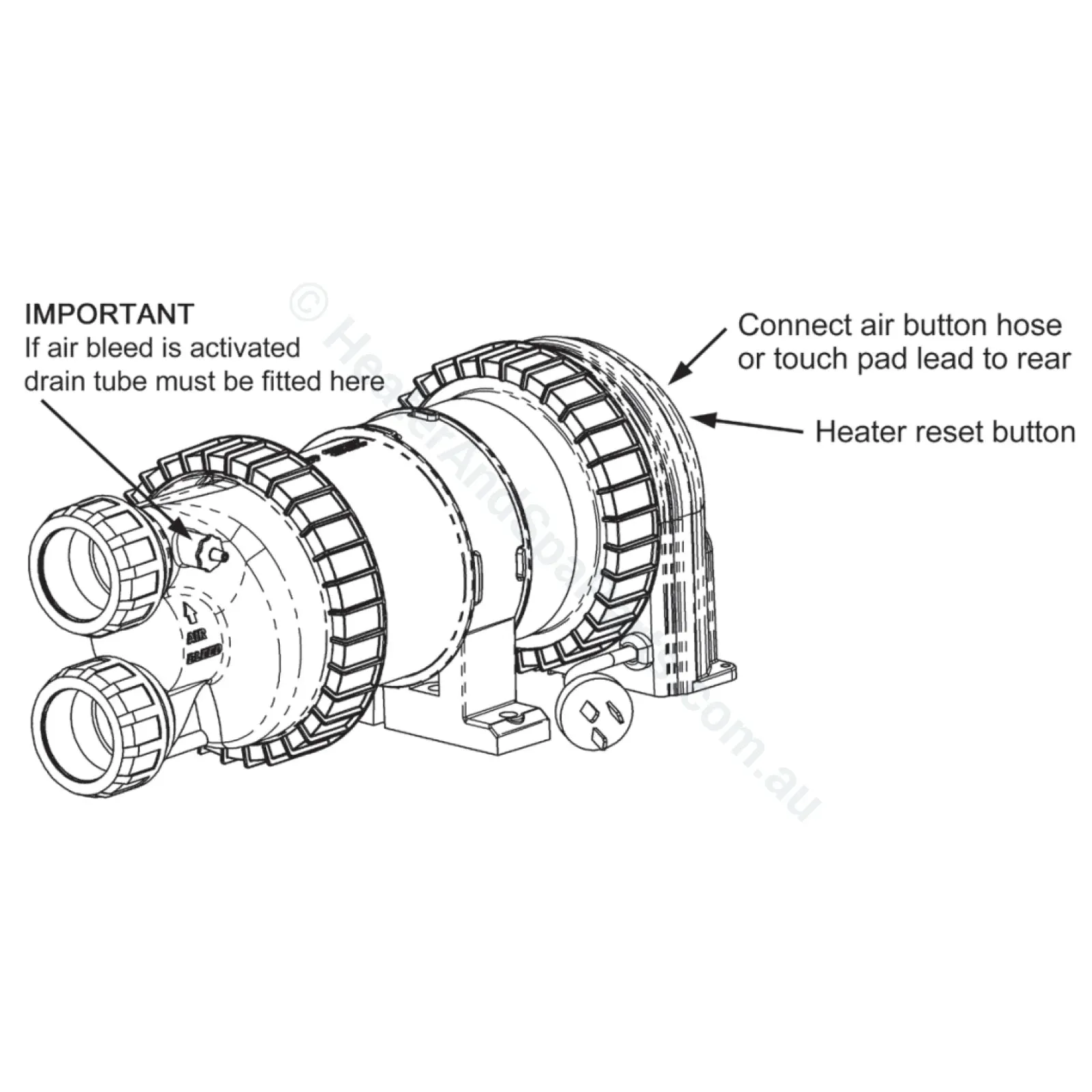 .93HP Davey Celsior Spa Bath Pumps - C200TB - heated - needs touchpad