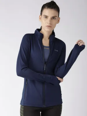 Alcis Women Navy Blue Solid Running Jacket
