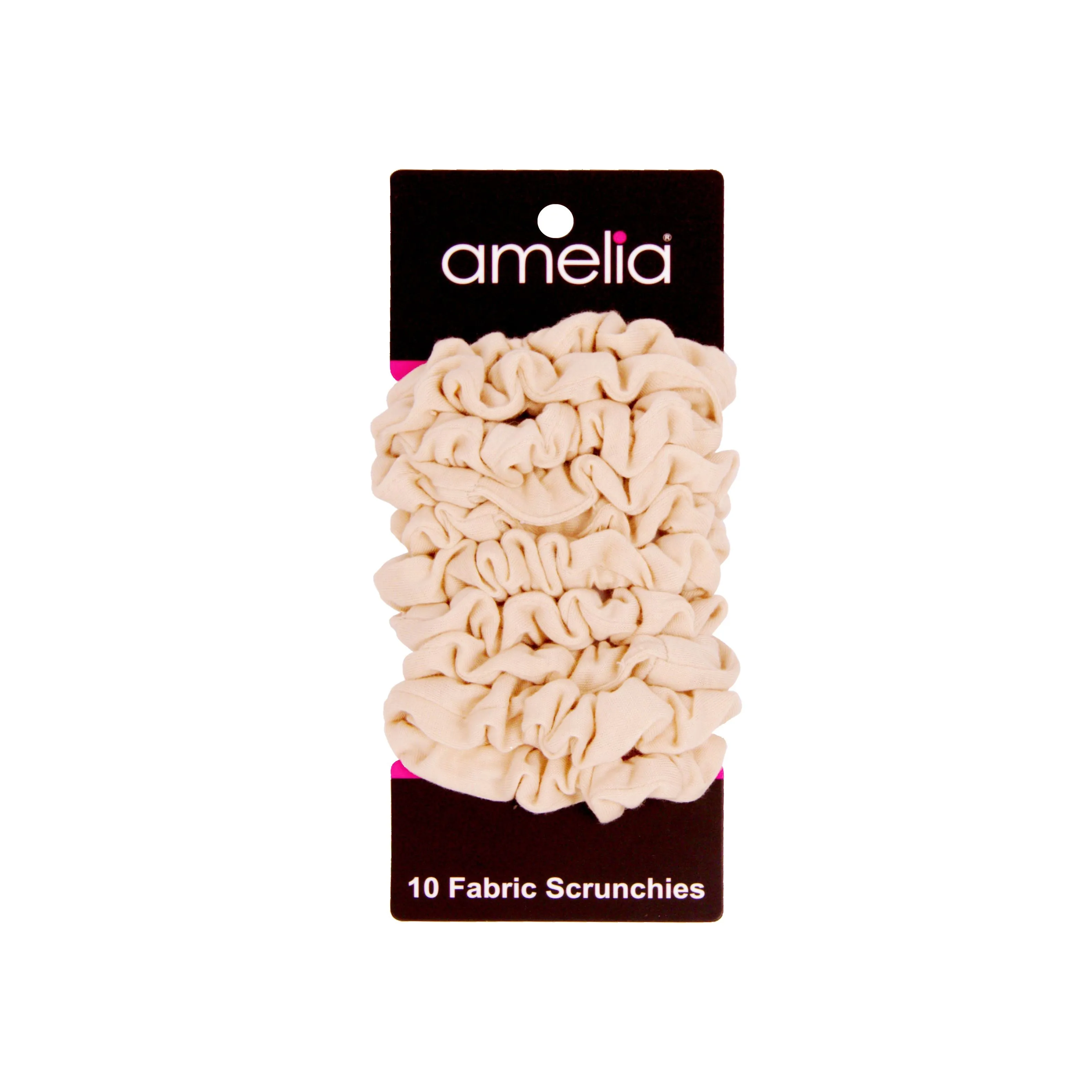 Amelia Beauty, Medium Tan Jersey Scrunchies, 2.5in Diameter, Gentle on Hair, Strong Hold, No Snag, No Dents or Creases. 10 Pack