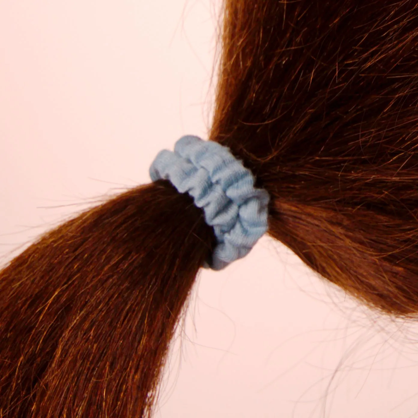 Amelia Beauty, Sky Blue Skinny Jersey Scrunchies, 2.125in Diameter, Gentle on Hair, Strong Hold, No Snag, No Dents or Creases. 12 Pack