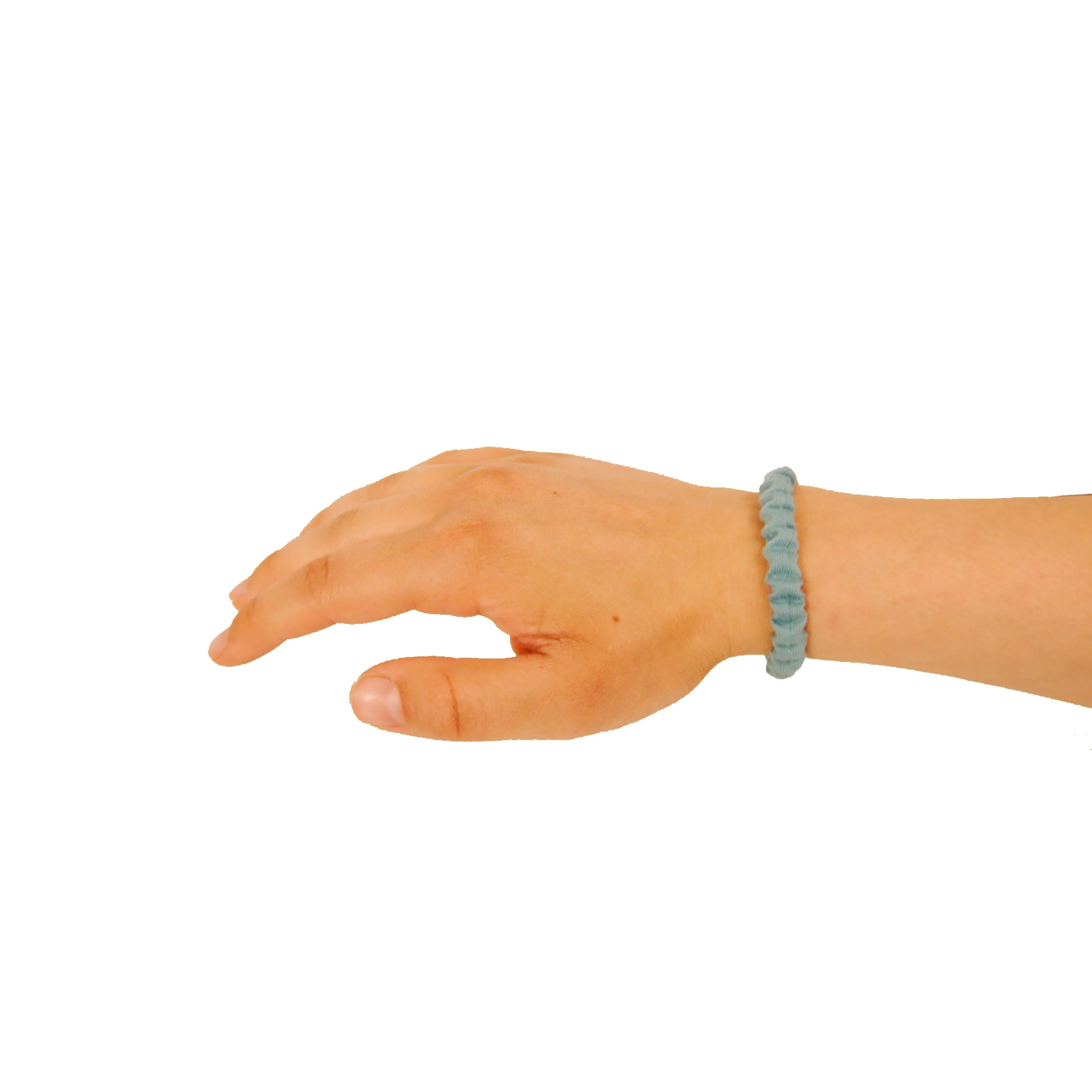 Amelia Beauty, Sky Blue Skinny Jersey Scrunchies, 2.125in Diameter, Gentle on Hair, Strong Hold, No Snag, No Dents or Creases. 12 Pack