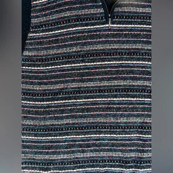 Andean Black Multicolor Fair Isle Stripe Quarter Zip Baby Alpaca Blend - Large