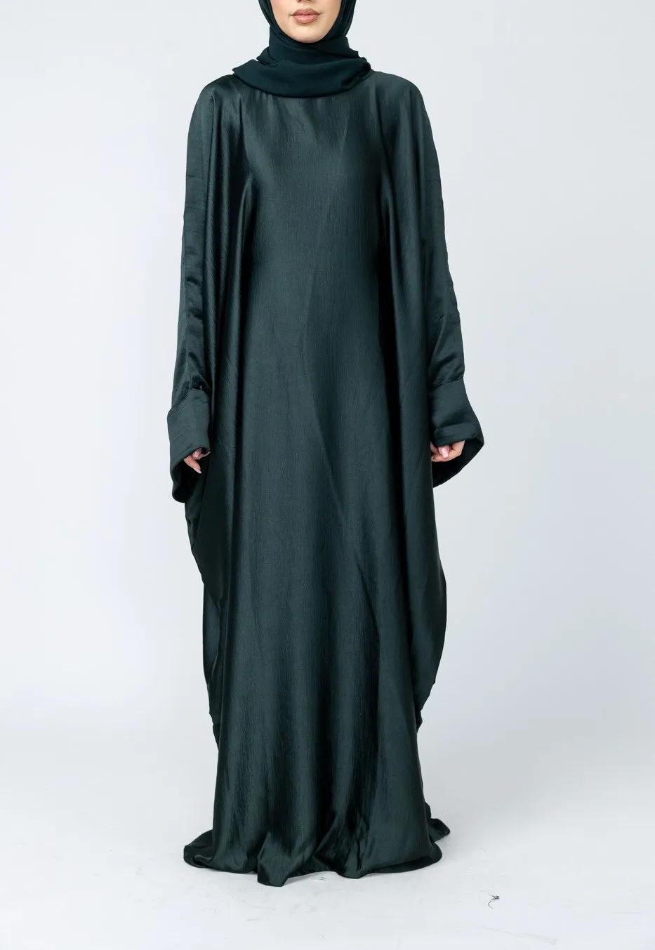 Aria closed batwing abaya - Emerald Green