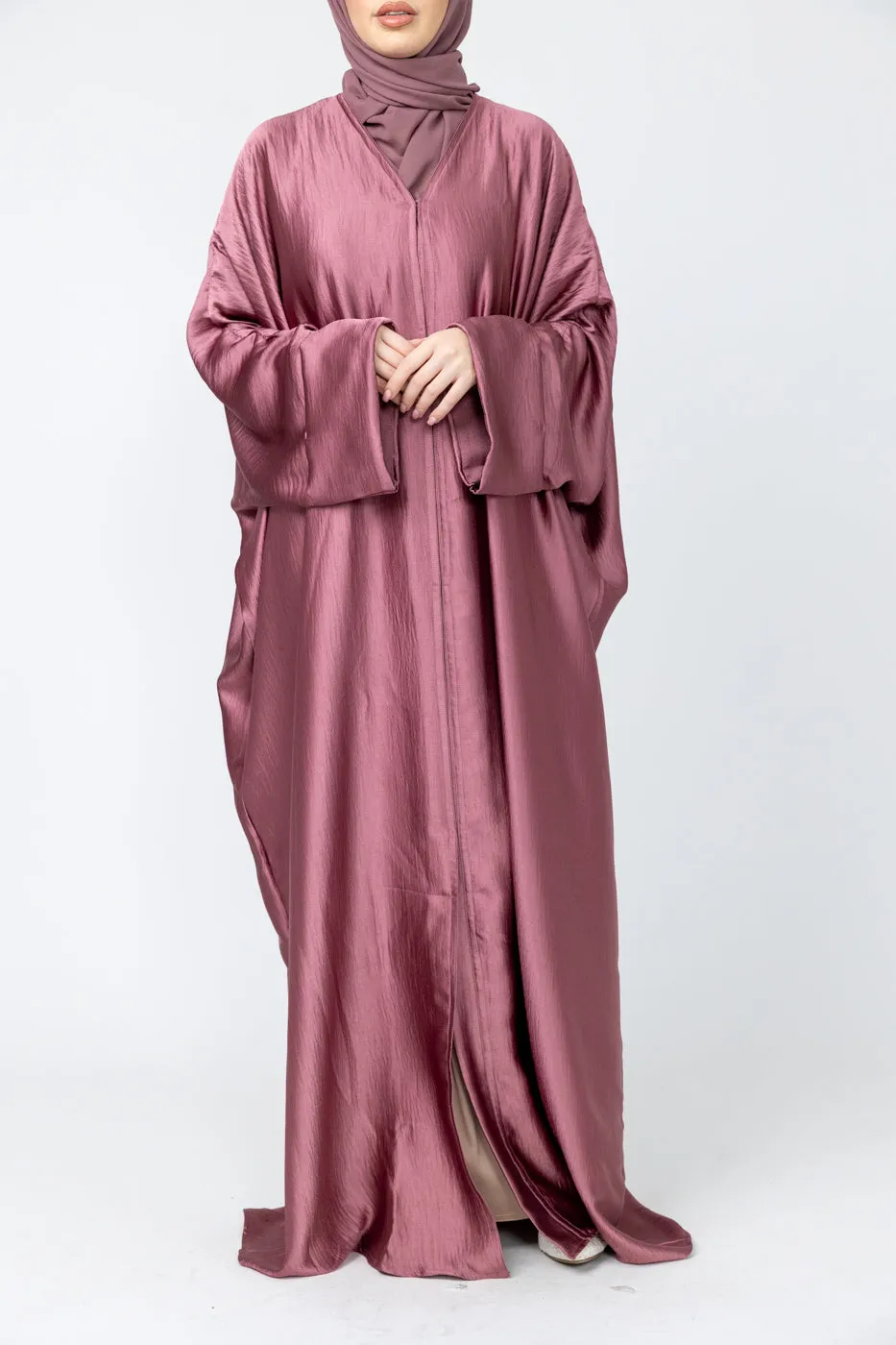 Aria open batwing abaya - Rose