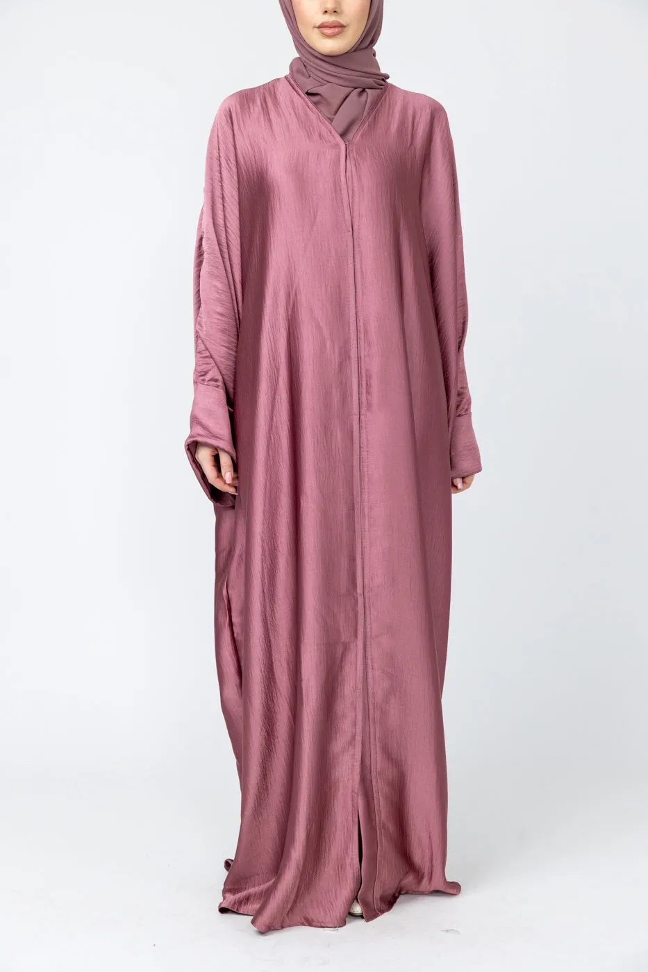 Aria open batwing abaya - Rose