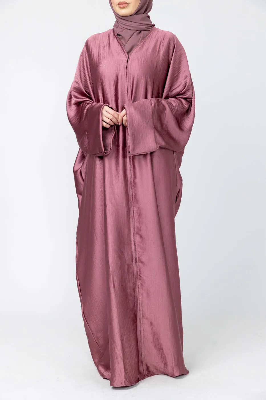 Aria open batwing abaya - Rose