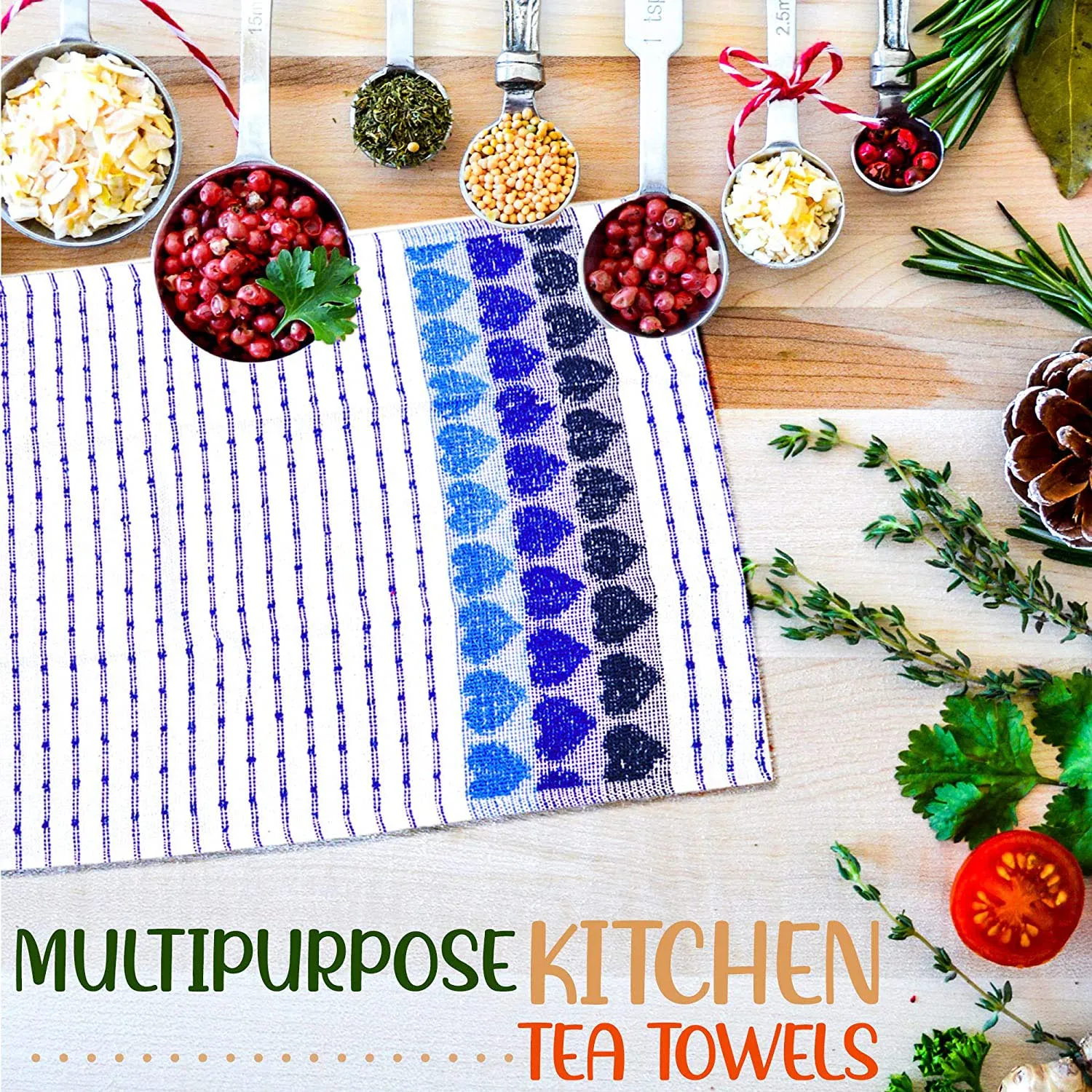 Aspen Cotton Kitchen Terry Tea Towels Set – Premium Absorbent Dish Towels