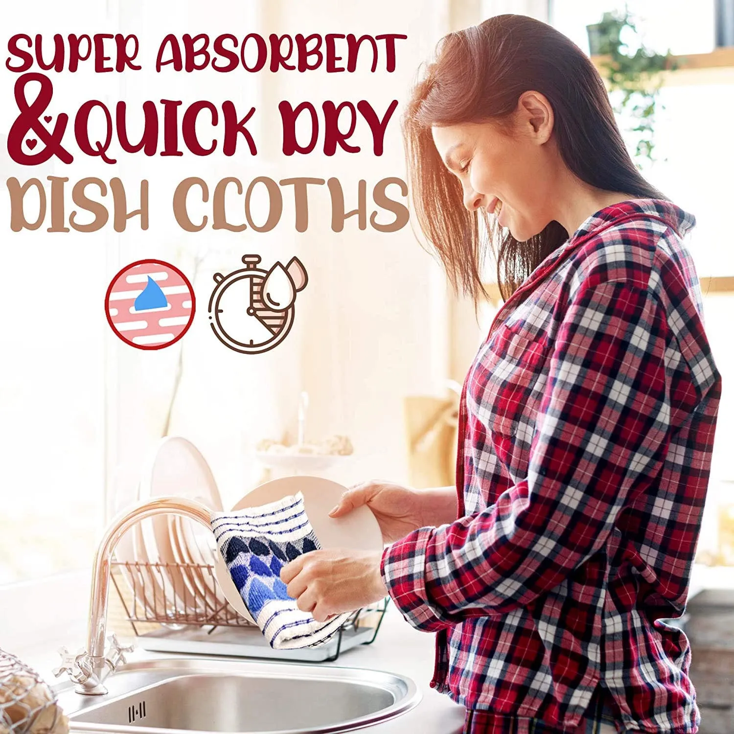 Aspen Cotton Kitchen Terry Tea Towels Set – Premium Absorbent Dish Towels