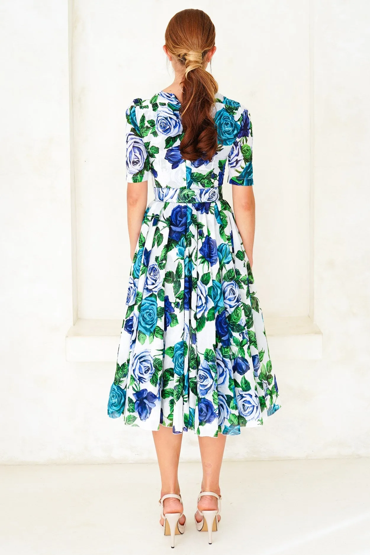 Aster Dress Crew Neck 1/2 Sleeve Midi Length Cotton Musola (Charlotte Rose Big)