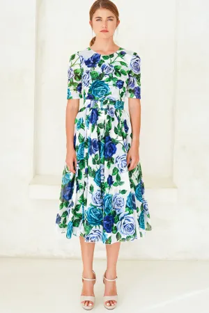Aster Dress Crew Neck 1/2 Sleeve Midi Length Cotton Musola (Charlotte Rose Big)