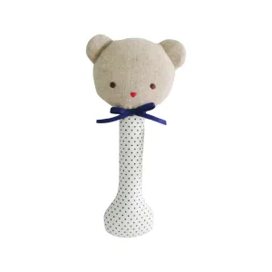 Baby Bear Stick Rattle Navy Spot