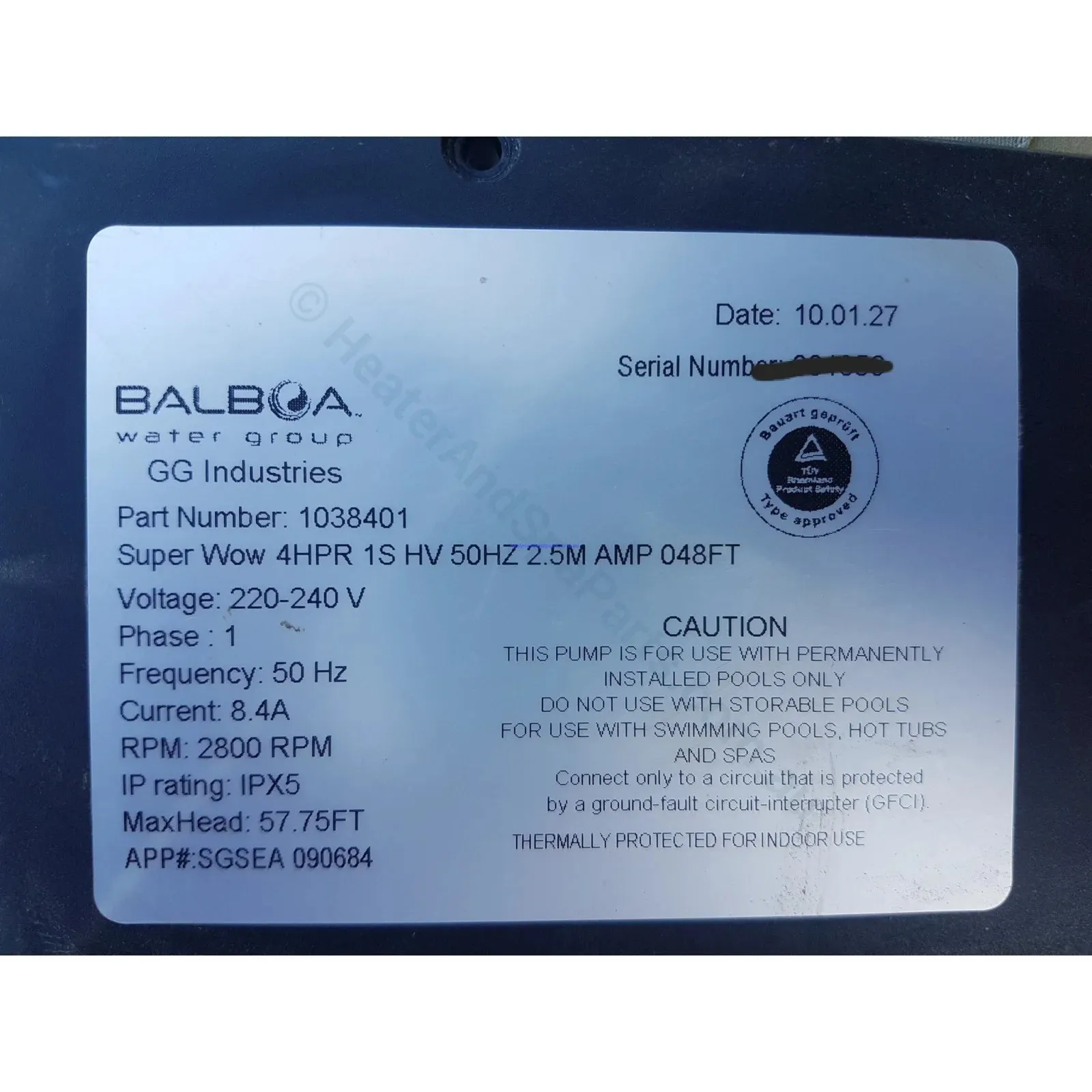 Balboa SuperWow Spa Jet Booster Pumps - 4HPR / 2HP - 1 & 2 Speed Versions