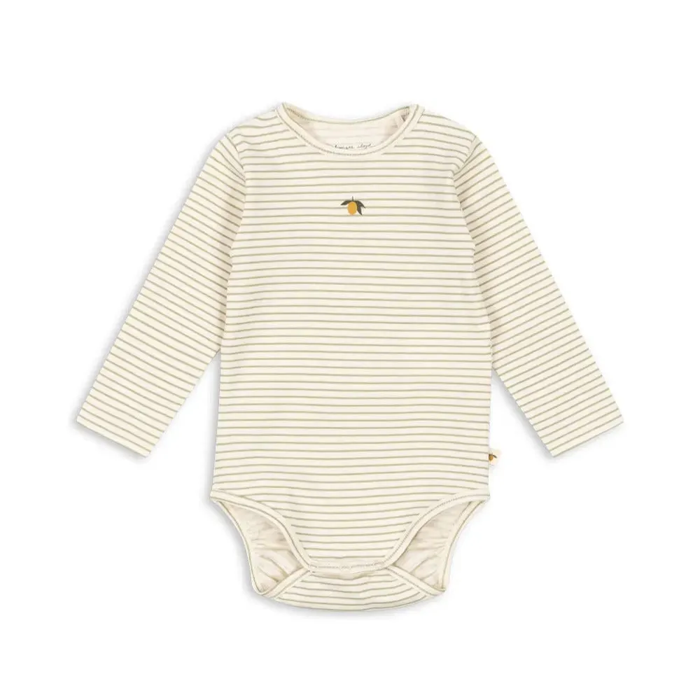 Basic Cotton Lemon Bodysuit (Tea Stripe)