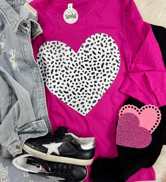 Berry {DOTS OF LOVE} Cheetah Heart Berry Long-Sleeve Tee