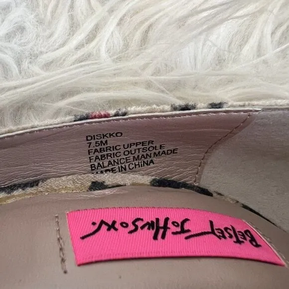 Betsey Johnson Diskko Pumps Leopard Cheetah Tan Black &amp; Pink Velvet Size US 7.5