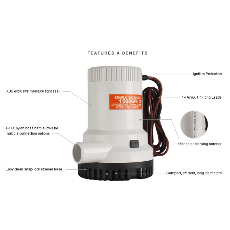 BILGE PUMP 1500GPH 12V Seaflo Bilge Pump BOAT Submersible Water Pump