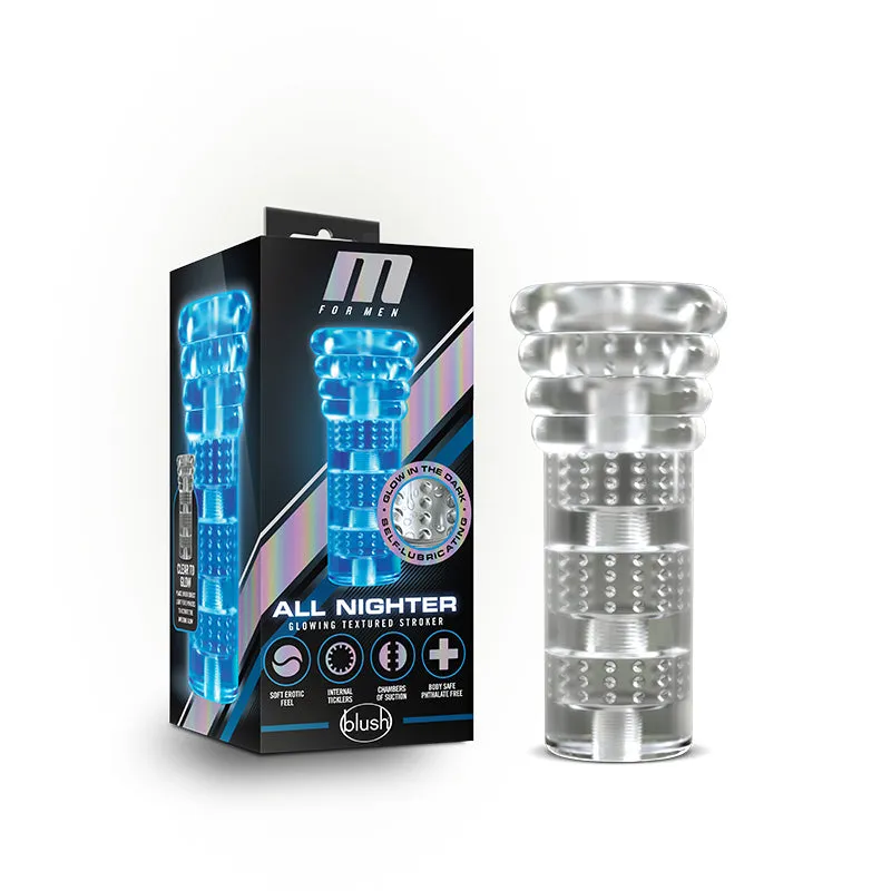 Blush M for Men All Nighter Glow in the Dark Textured Stroker Clear | Male Masturbator