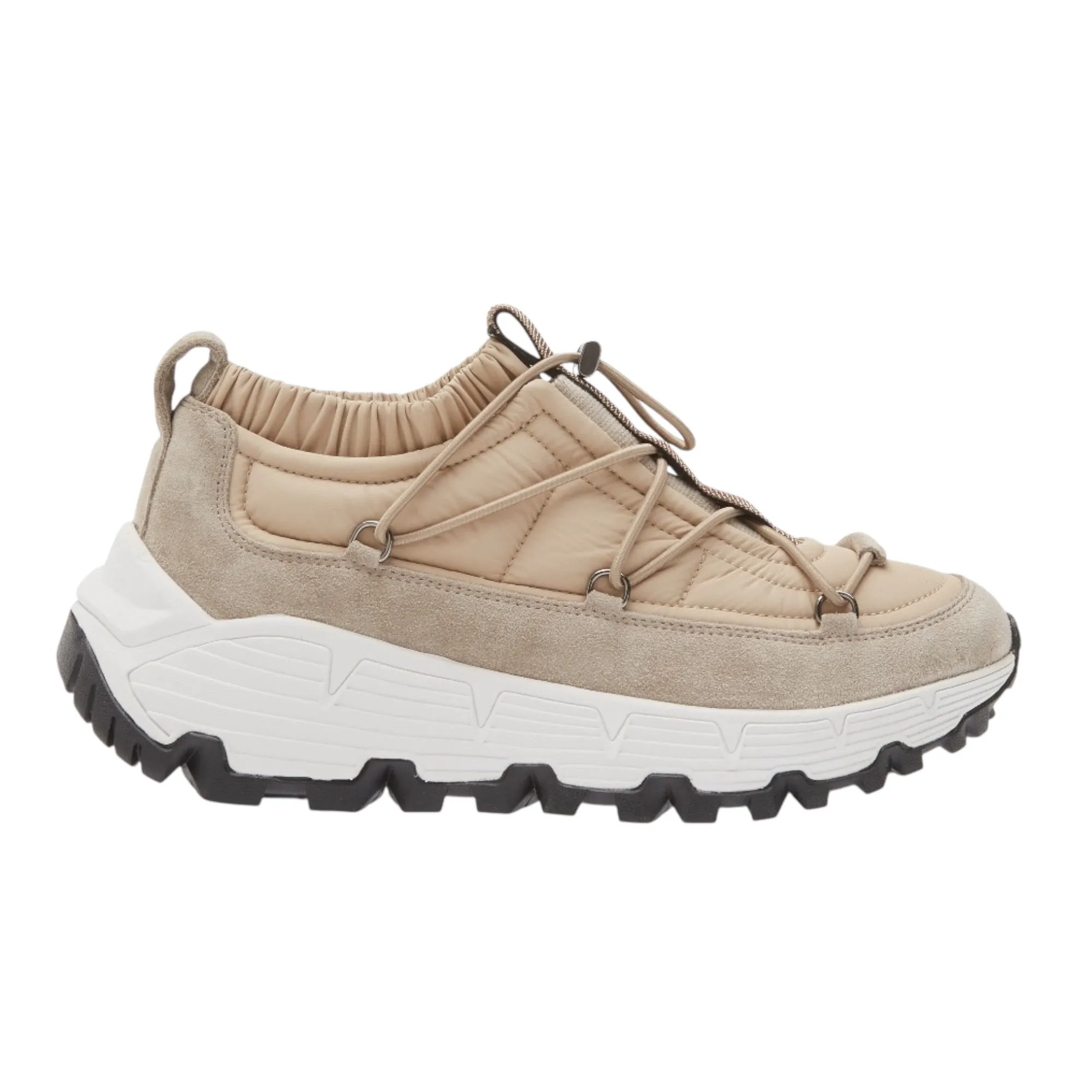 Brunello Cucinelli Shoes, Beige Mixed Media Hiker Trainer Sneakers (size 38)