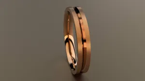 Brushed Rose Gold 3mm Center V Groove Wedding Band