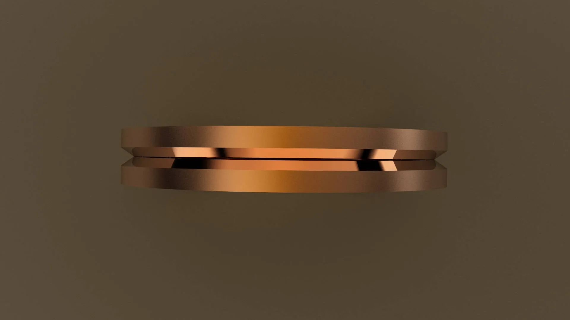 Brushed Rose Gold 3mm Center V Groove Wedding Band