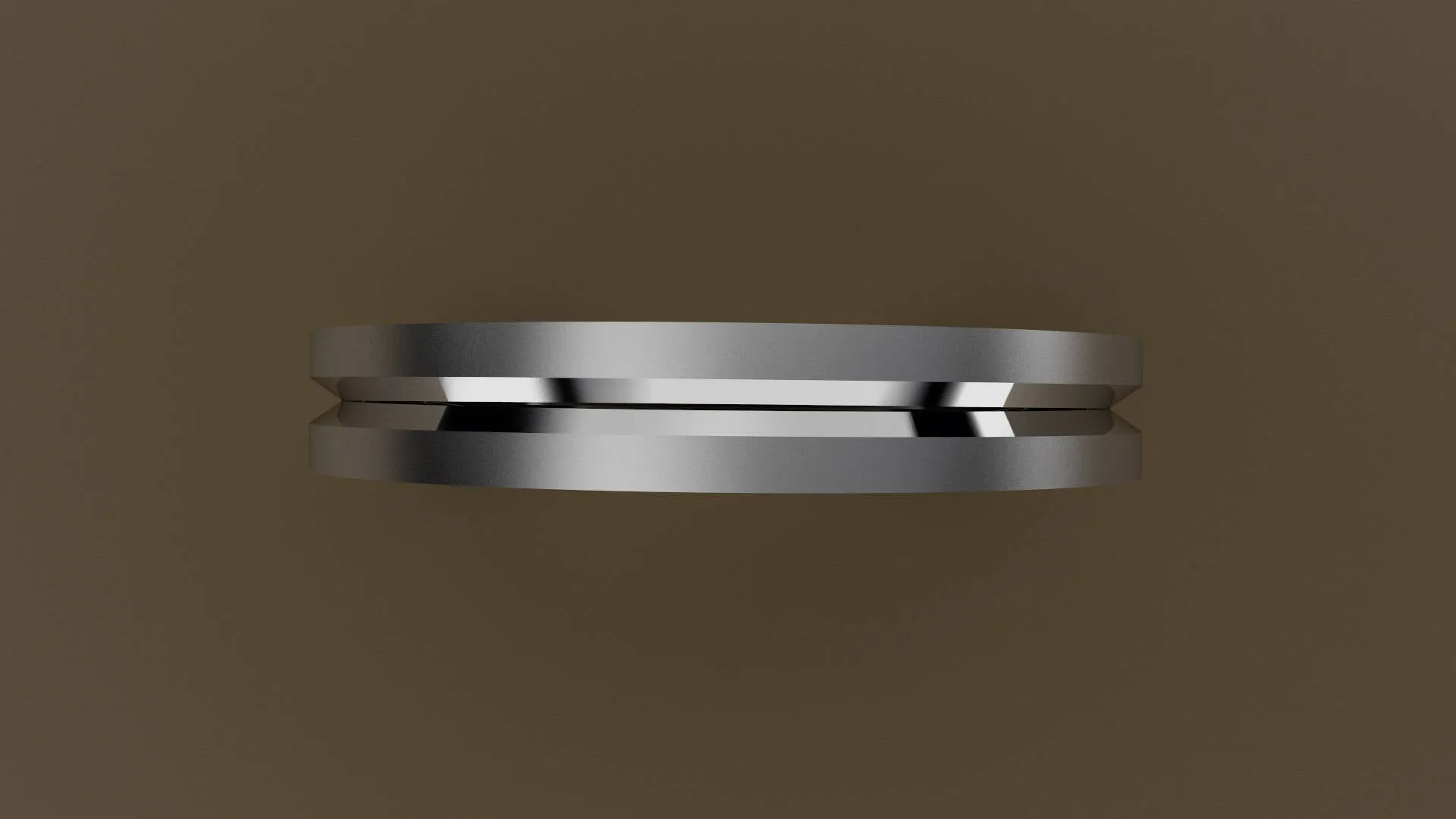 Brushed White Gold 3mm Single V Groove Wedding Band
