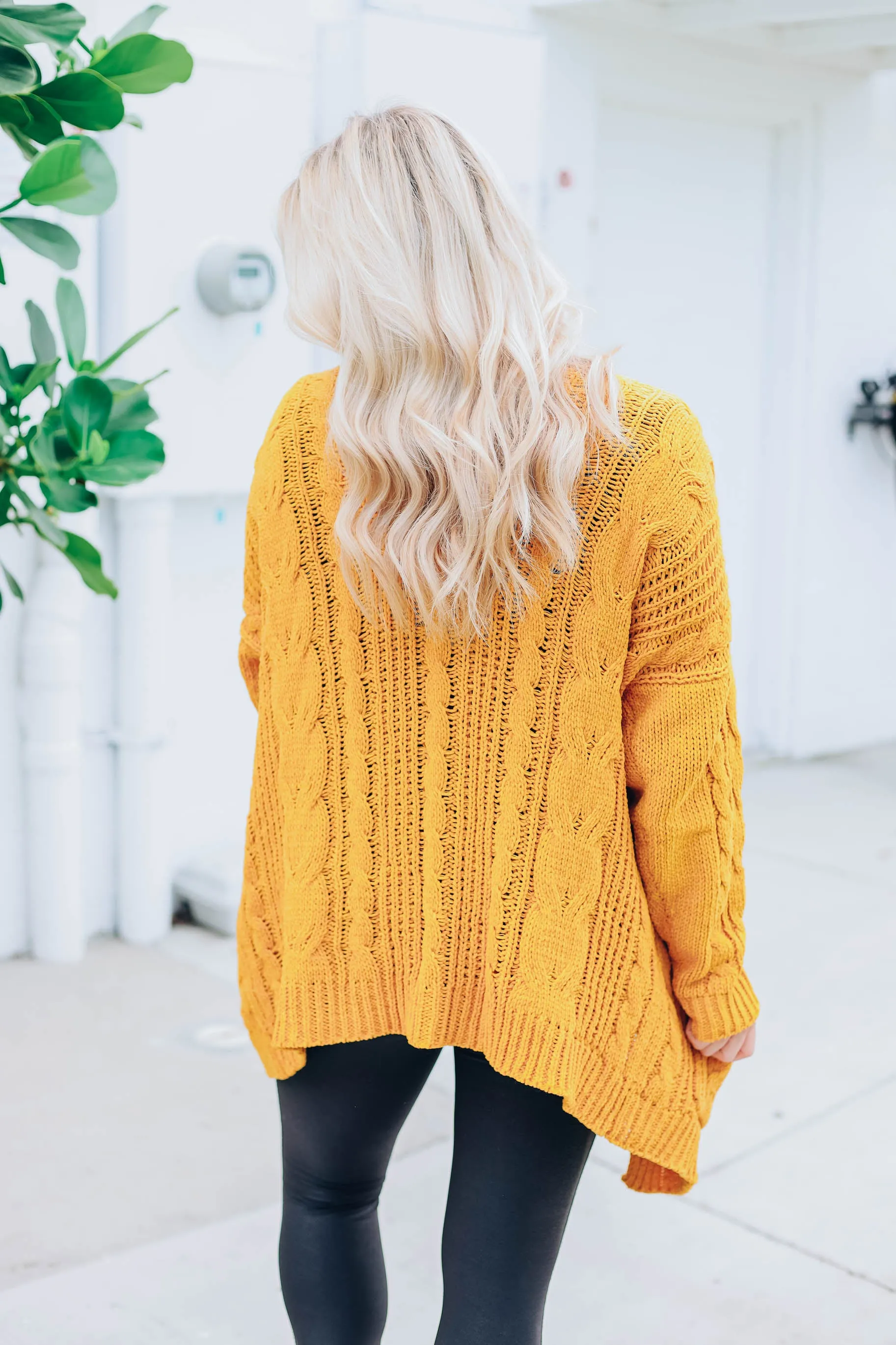 Cable Knit Cardigan - Mustard