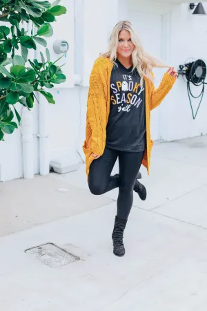 Cable Knit Cardigan - Mustard