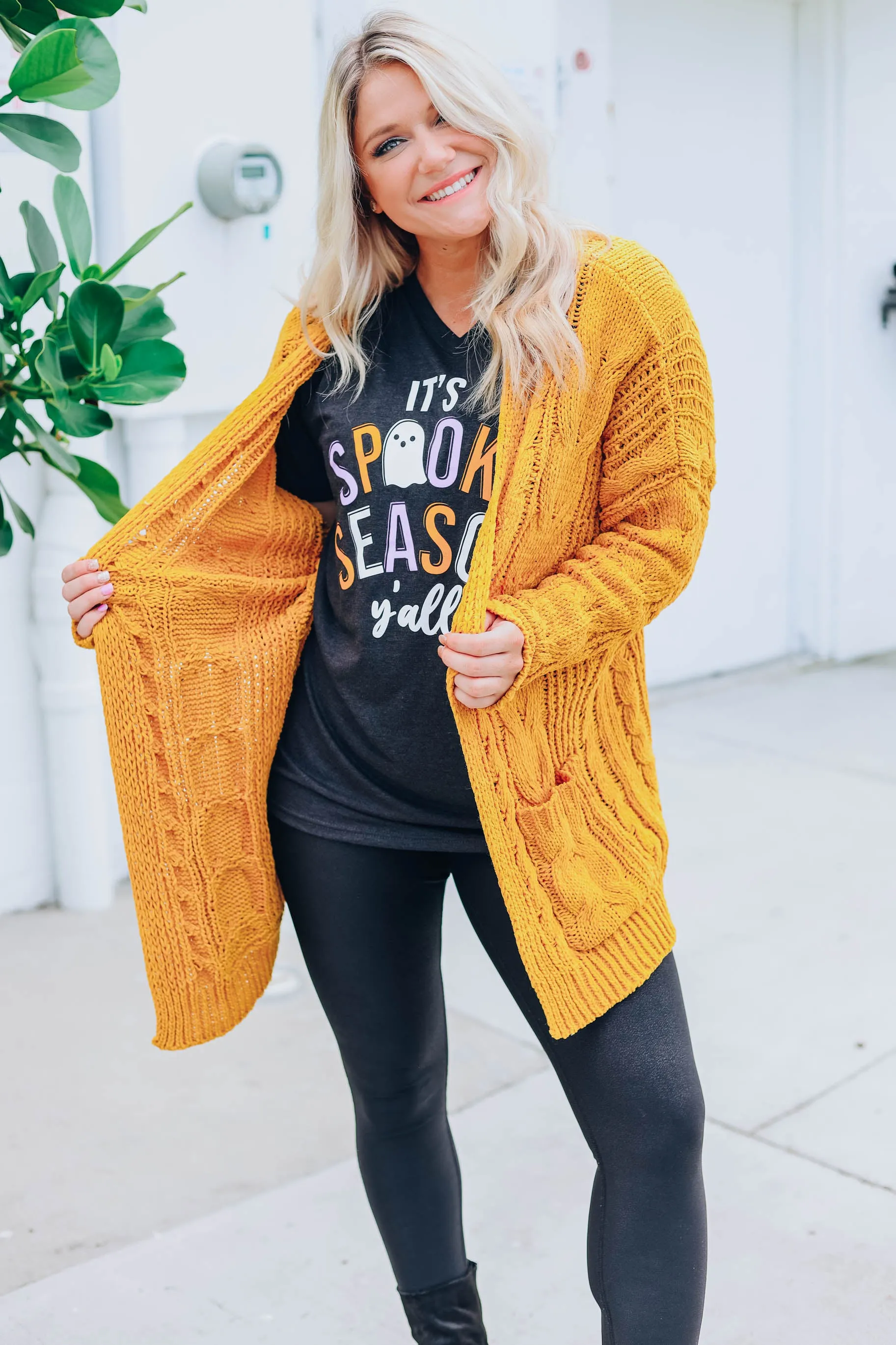 Cable Knit Cardigan - Mustard
