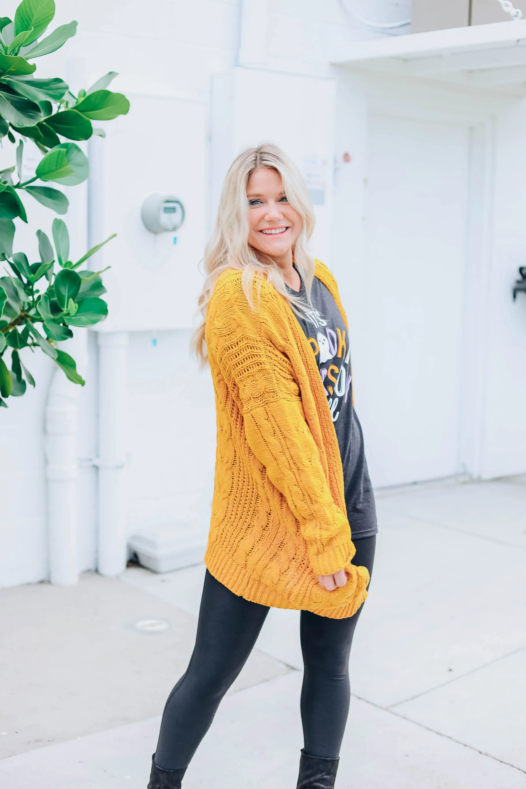 Cable Knit Cardigan - Mustard