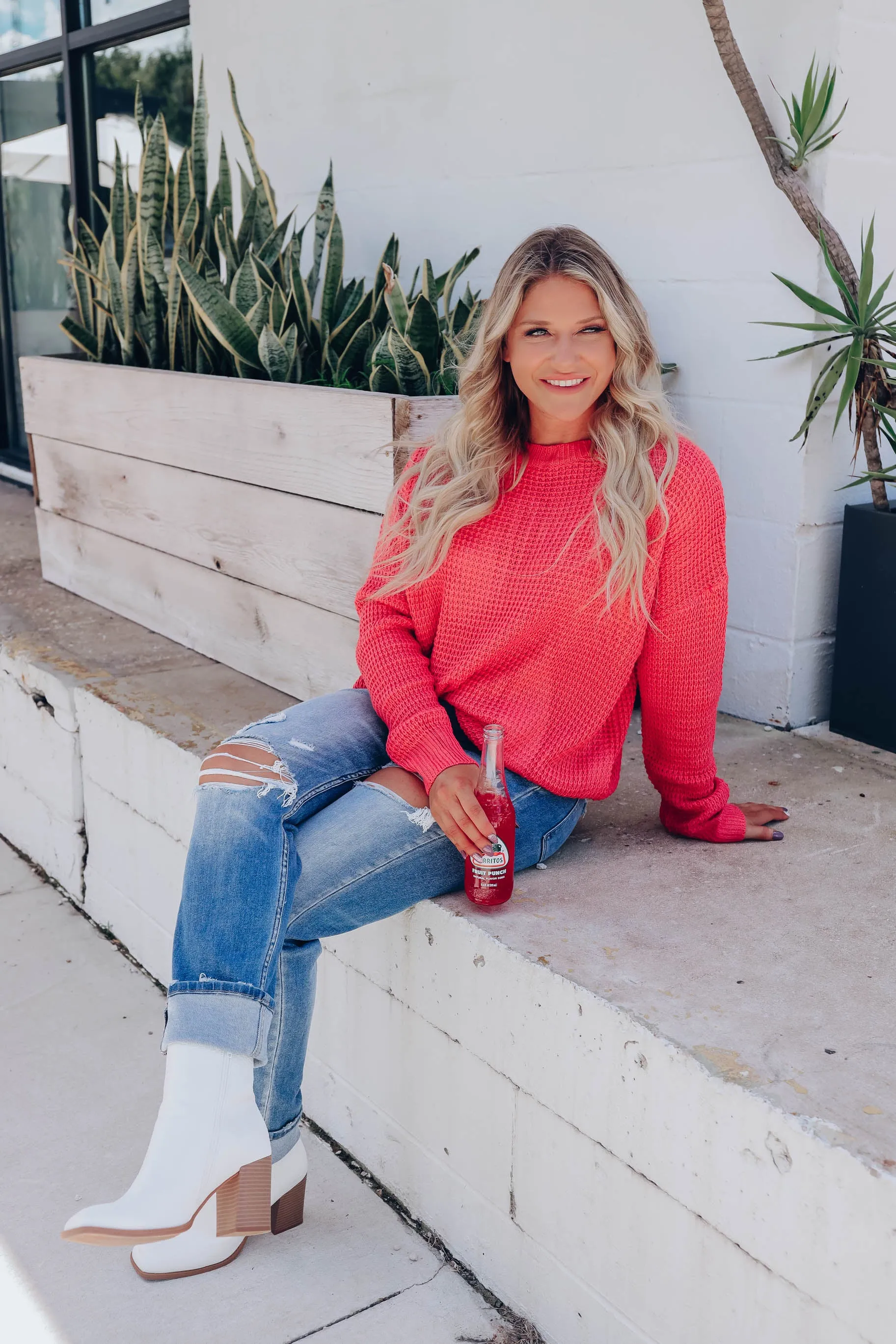 Carmella Knit Sweater - Coral