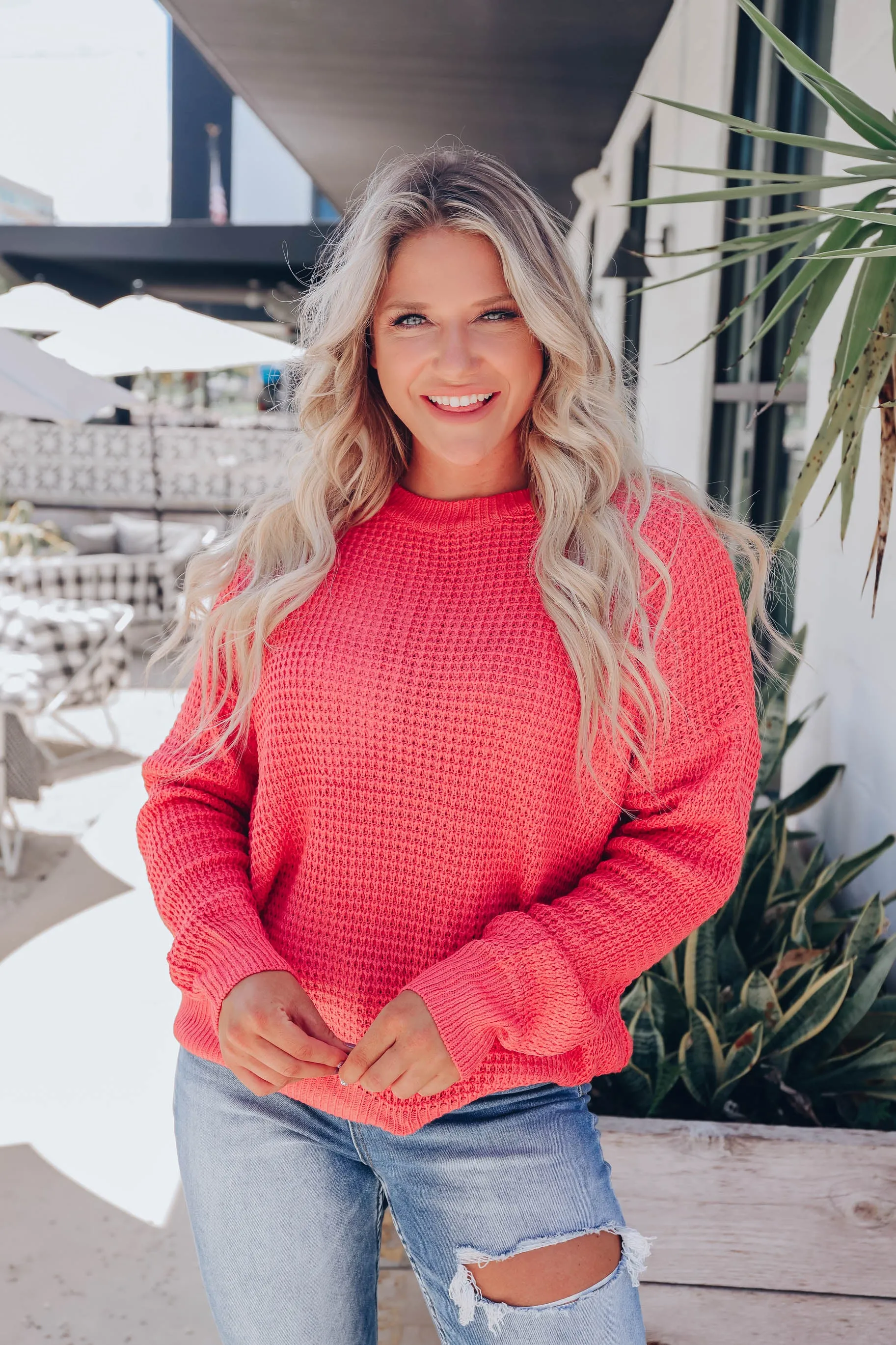 Carmella Knit Sweater - Coral
