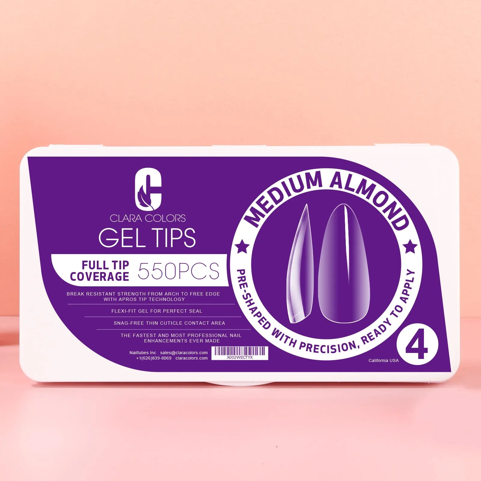 Clara Color - Full Cover Gel Tips - #04 Medium Almond 550pcs