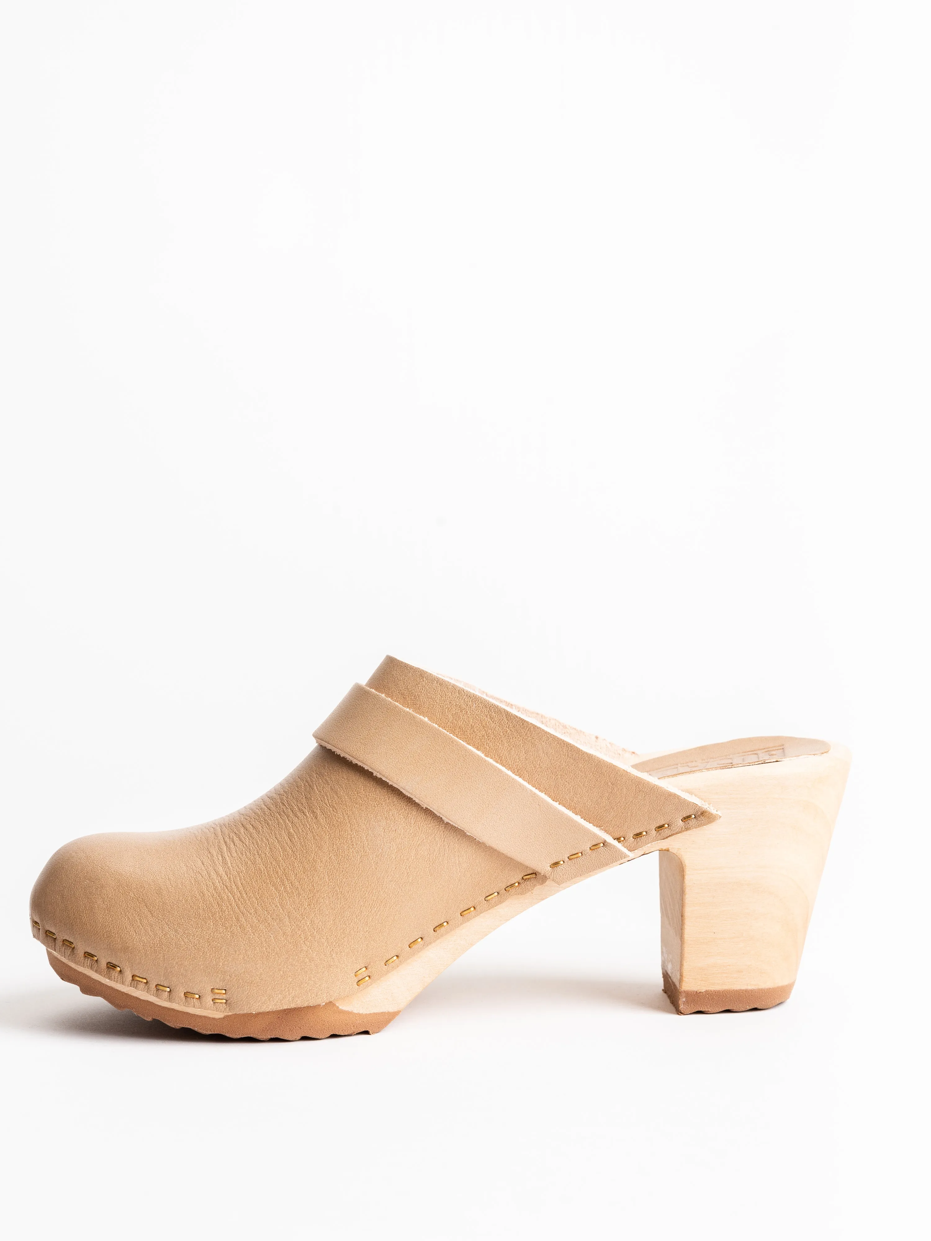 closed toe high clog - beige