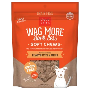 Cloud Star Wag More Bark Less Grain Free Peanut Butter & Apples Soft & Chewy Dog Treats
