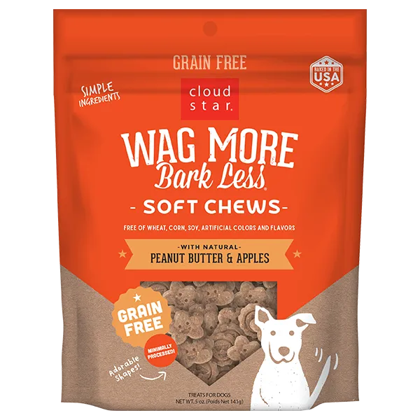 Cloud Star Wag More Bark Less Grain Free Peanut Butter & Apples Soft & Chewy Dog Treats