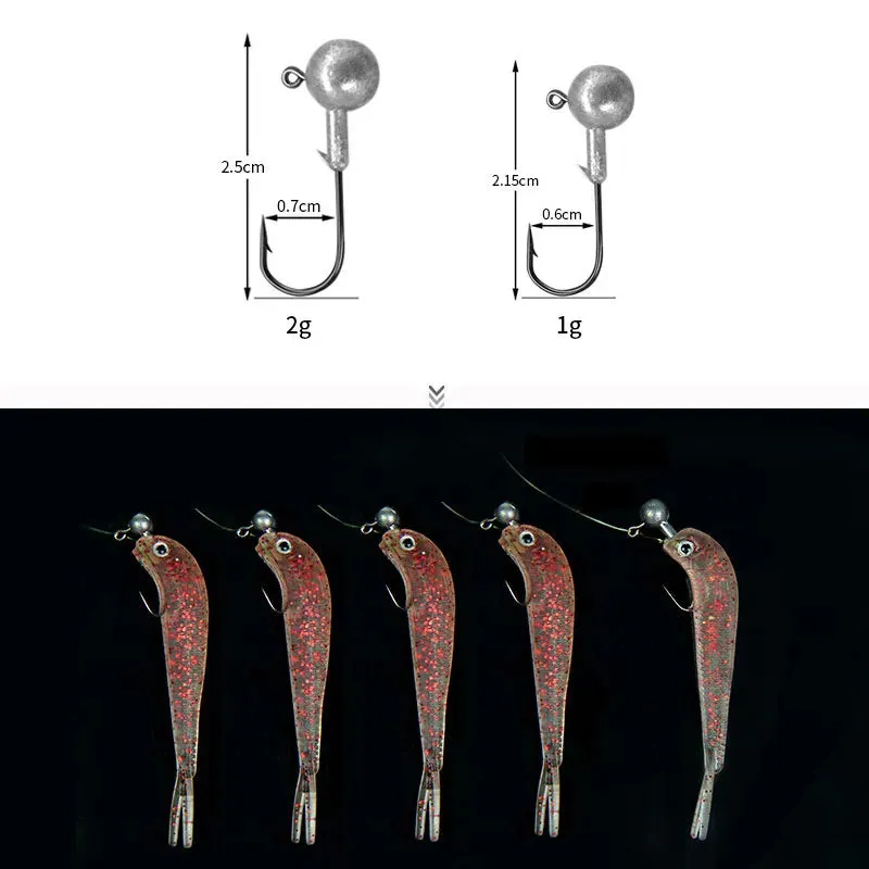 Cluster 5x Soft Lure Fishing jig Bait T Tail fluke weighted hooks and leader Swim Cast Bait