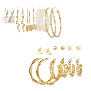 Combo of 11 Pair Cross Hoop and Stud Earrings