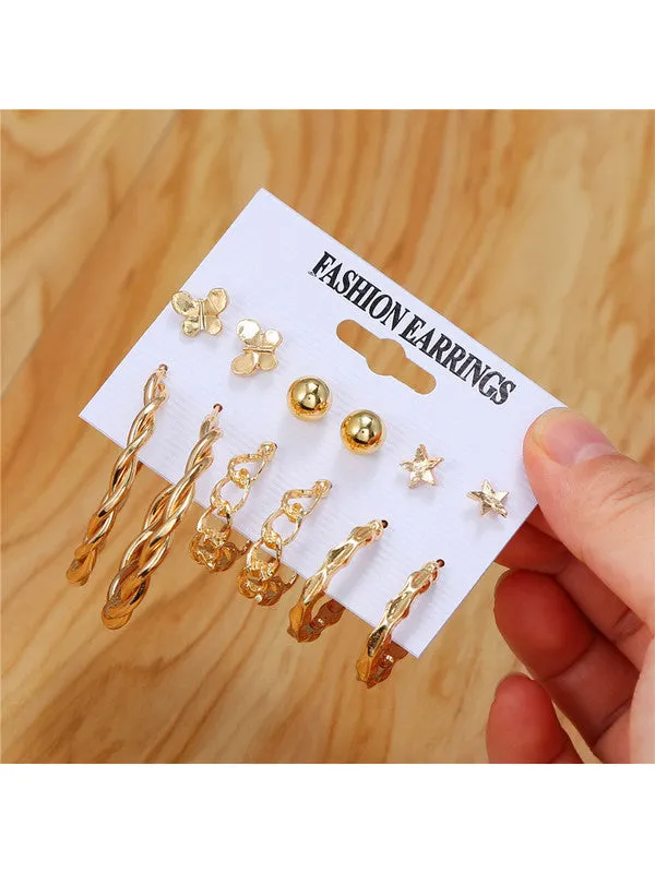 Combo of 12 Pair Cross Hoop and Stud Earrings