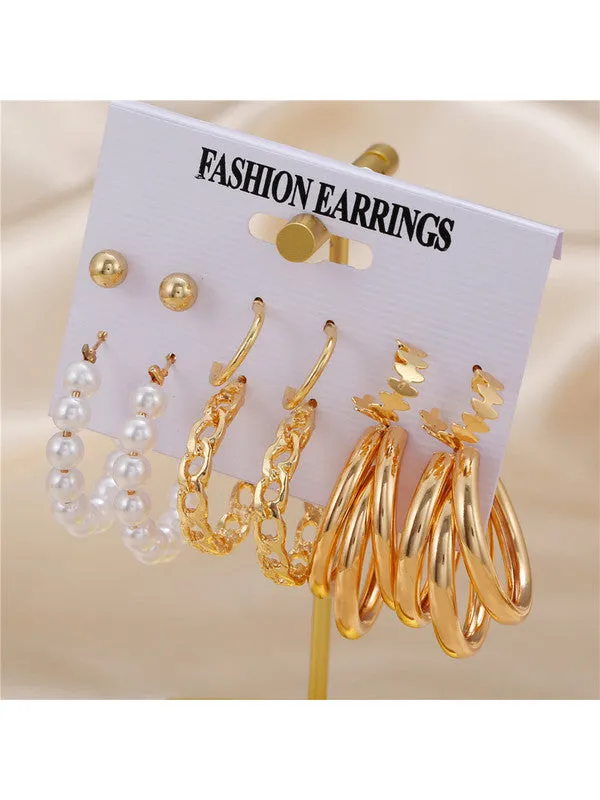 Combo of 12 Pair Cross Hoop and Stud Earrings
