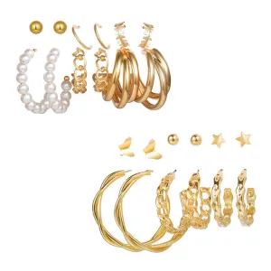 Combo of 12 Pair Cross Hoop and Stud Earrings