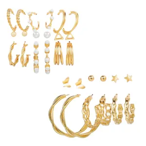 Combo of 15 Pair Cross Hoop and Stud Earrings